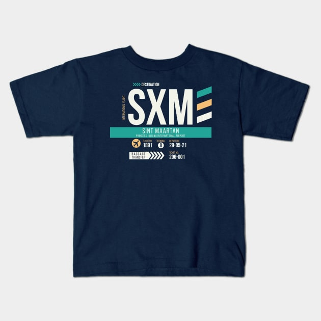 St. Maarten (SXM) Airport Code Baggage Tag Kids T-Shirt by SLAG_Creative